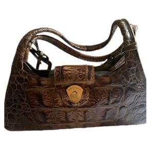 BRAHMIN Brown Embossed Croc Hand/Shoulder Bag